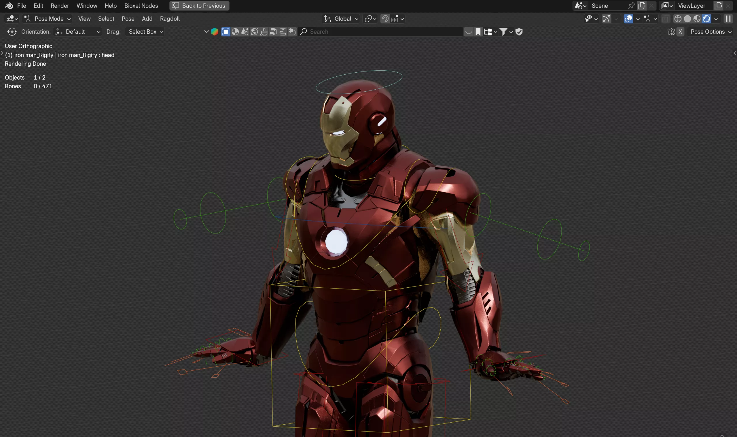 Rigged Iron Man character in Blender