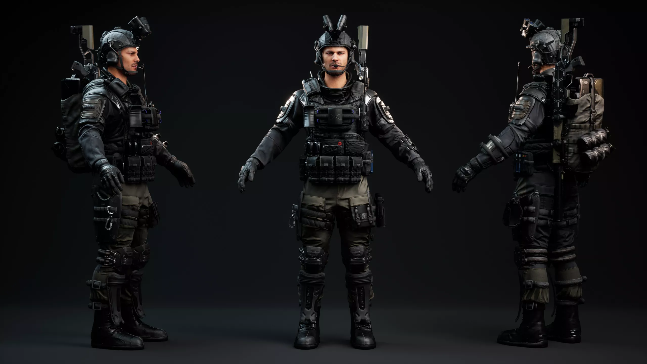 Soldier outfit turntable render