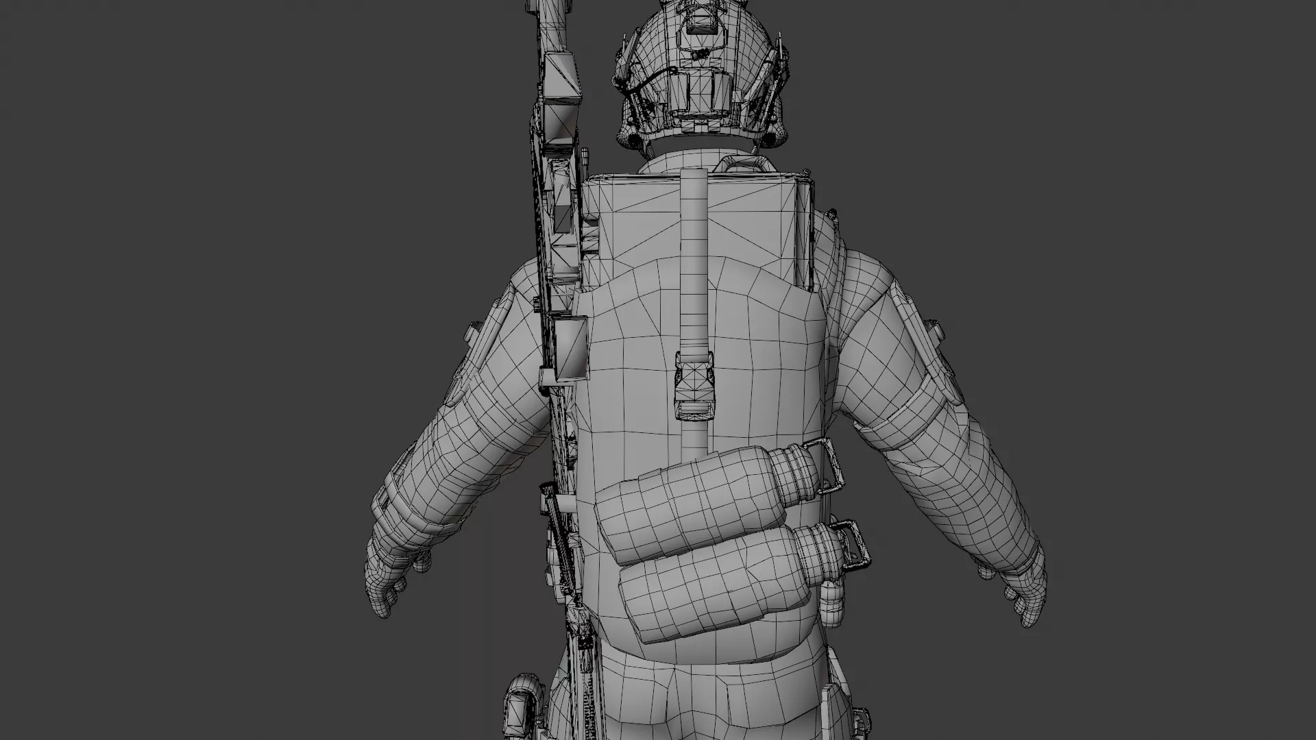 Back view wireframe of the soldier outfit