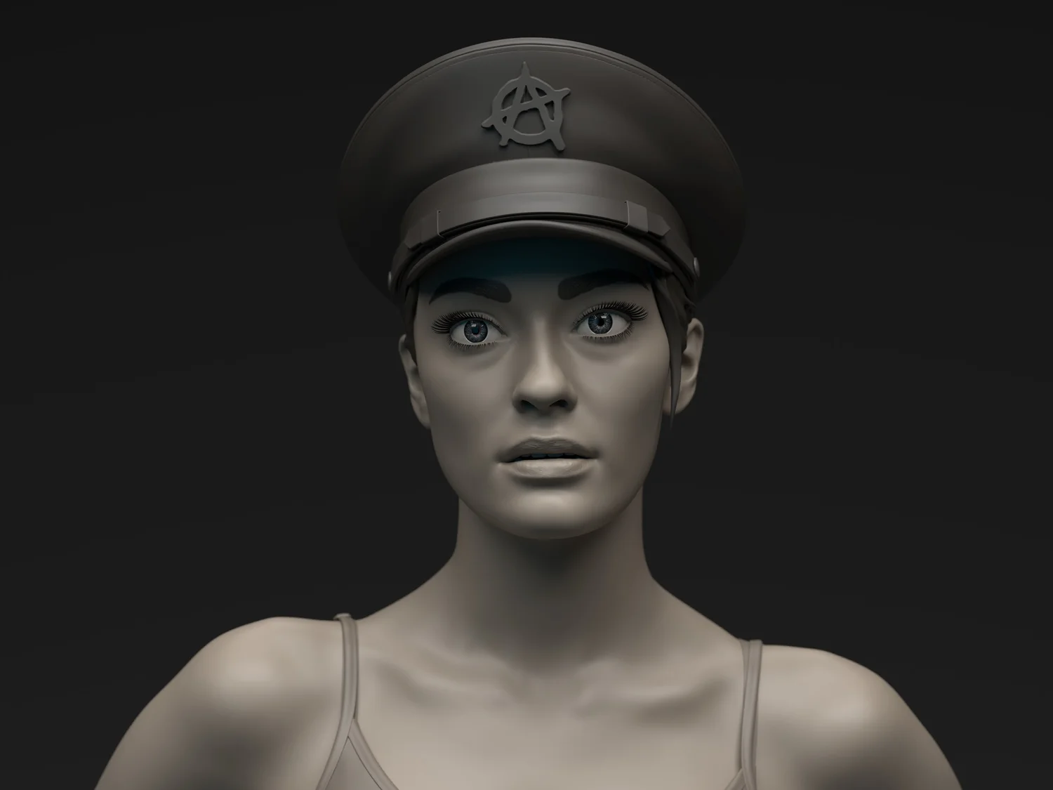 Female character front facial render