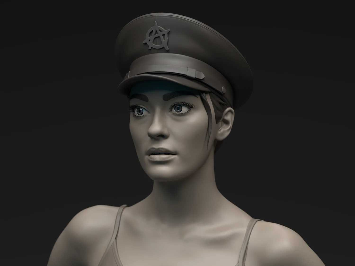 Female character side facial render