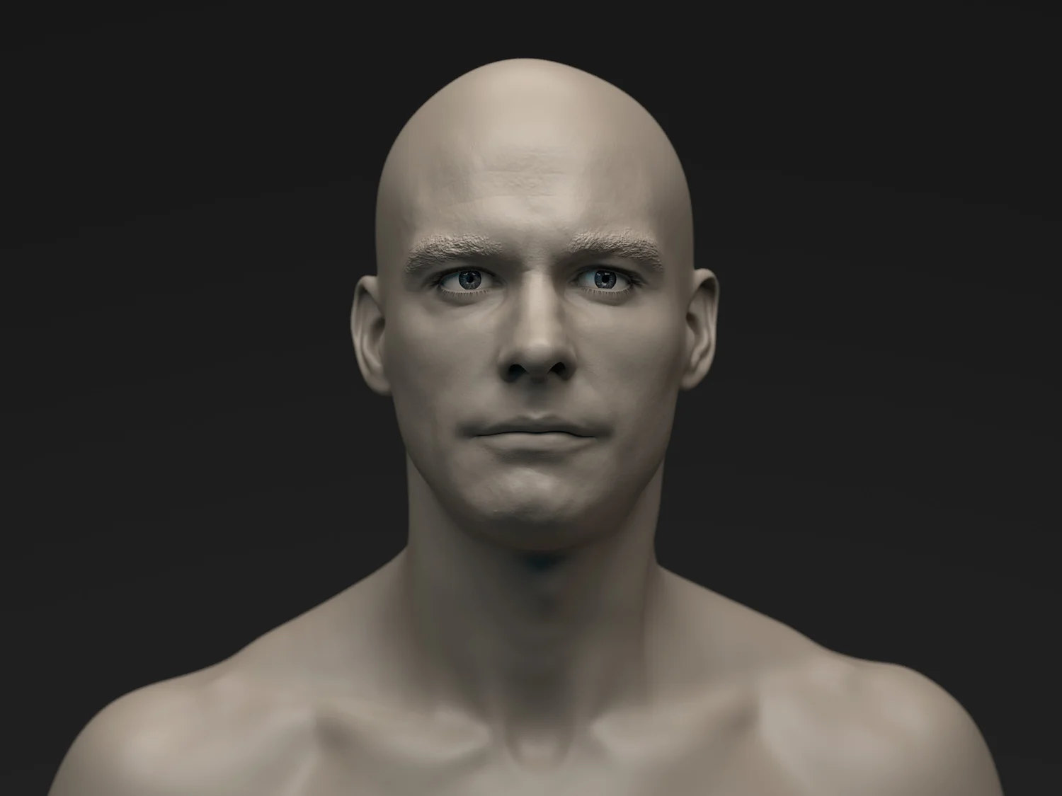 Male character facial render